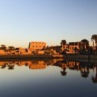 Karnak Temple Complex and the Sacred Lake, the residence of the gods Amon-Re, his wife Mut, and their son Khonsu, the moon god. Built in the 12th Dynasty around 2000 B.C.