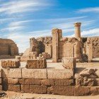 Details of the Temple of Edfu in Egypt, highlighting the hieroglyphs dating back to the 18th Dynasty