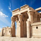 Entrance to the Temple of Kom Ombo in the small town of the same name, located on the east bank of the Nile about forty kilometers north of Aswan