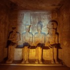 Abu Simbel, the temple sanctuary, located behind the Hall of Appearances and the Offering Chamber. It contains four statues depicting Ptah, Amun-Ra, Ra-Horakhty, and the statue of Ramesses