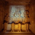 Abu Simbel, the temple sanctuary, located behind the Hall of Appearances and the Offering Chamber. It contains four statues depicting Ptah, Amun-Ra, Ra-Horakhty, and the statue of Ramesses