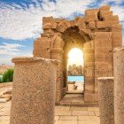 Capitals of the eastern colonnade in the Temple of Philae in Aswan, Egypt