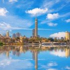 View from the Nile of the Cairo Tower in the Zamalek district on Gezira Island near the city center