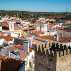 View from the Castle of the Village of Alter do Chão and the typical Portuguese houses in the Alentejo province in Portugal