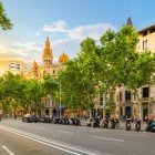 Paseo de Gracia Avenue across from Plaza de Catalunya in the Eixample district