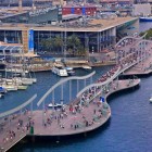 The "Rambla del Mar" bridge leading to MareMagnum. View from the Columbus Monument