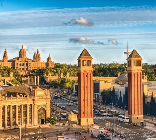 Plaça d'Espanya is one of the most iconic squares in Barcelona, built by Josep Puig i Cadafalch and Guillem Busquets during the preparations for the 1929 International Exposition