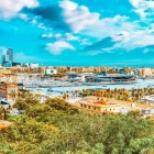 Panoramic view of Barcelona from the military castle on Montjuïc hill in Barcelona