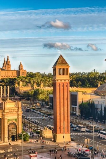 Plaça d'Espanya is one of the most iconic squares in Barcelona, built by Josep Puig i Cadafalch and Guillem Busquets during the preparations for the 1929 International Exposition