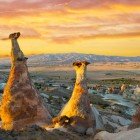 Spectacular mushroom-shaped rock formations in the Avcilar Valley, located in the heart of the Anatolian Peninsula, Turkey, straddling Asia Minor and Mesopotamia