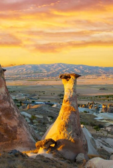 Spectacular mushroom-shaped rock formations in the Avcilar Valley, located in the heart of the Anatolian Peninsula, Turkey, straddling Asia Minor and Mesopotamia